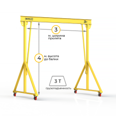Мини кран козловой ручной усиленный Мобиус-V до 3Т 4x3 метра