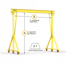 Мини кран козловой ручной усиленный Мобиус-V до 5Т 4x5 метров