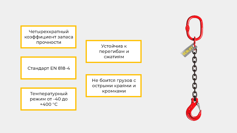 Цепной строп OCALIFT 1СЦ изготавливается по стандарту EN 818-4