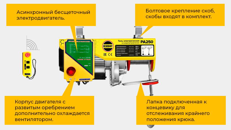 Многожильный канат, электромагнитный тормоз, пульт