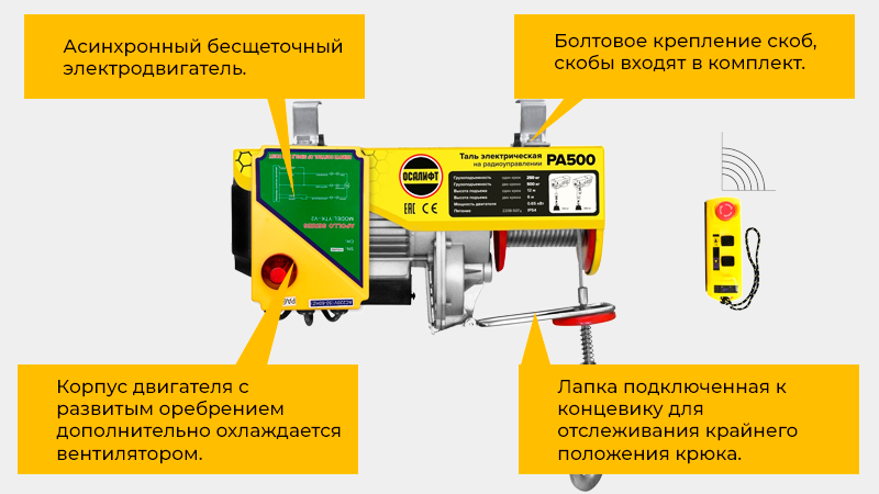 Многожильный канат, электромагнитный тормоз, пульт