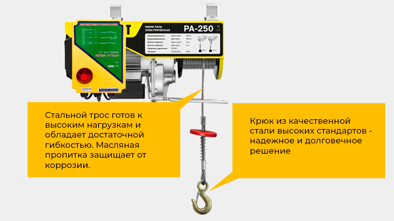 Надежная стационарная мини-таль для регулярных работ в мастерской, гараже или на производстве