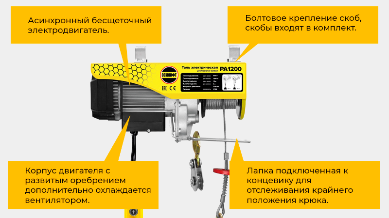 Многожильный канат, электромагнитный тормоз, пульт