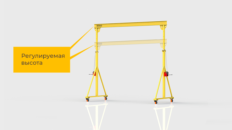 Мини козловой кран мобильный ручной (МПУ) с регулируемой высотой до балки Мобиус-TU